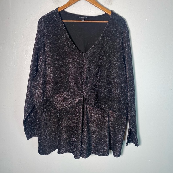 Lane Bryant Twist-Front Peplum Black Top Blouse Size 26/28 - Picture 3 of 8